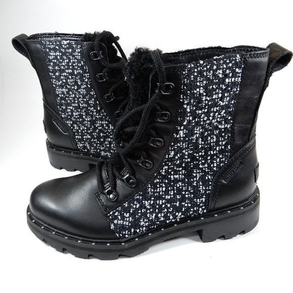 SOREL Lennox Lace Waterproof Shearling BOOTS Size 6.5 Black Leather NEW $200 - Picture 9 of 12